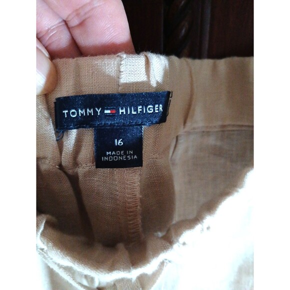NWT Tommy Hilfiger Saharam Safari 100% Linen Women's Sz 16 Wide-Leg Beige Pants - Picture 4 of 11